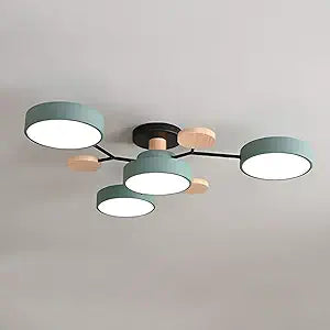 Nordic Modern Wood Sputnik LED Semi Flush Mount Ceiling Light Fixtures Molecule Chandelier Close to Ceiling Light Living Room Ceiling Lighting for Bedroom Dining Room Office Kitchen