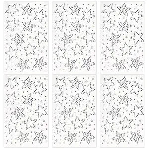 Totelux 6 Sheets Star Face Gems Silver Rhinestones Face Jewels Stickers Crystal Body Eye Temporary Tattoo for Women Makeup Christmas Birthday New Year Party Costume Cosplay Accessories