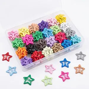 144PCS Star Hair Clips Colorful Snap Barrettes for Girls and Women