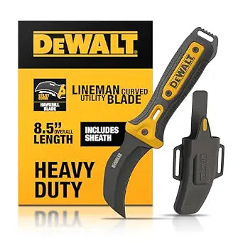 DEWALT Hawkbill Line Knife Fixed Blade Cable Stripping Knife for Electrical Work & Utility Cutting for Electricians
