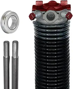 Alcan Garage Door Torsion Spring 218x2x24 Torsion Springs for Garage Door Repair | Right Hand Wound Replacement for Left Side of Garage Door with 1" Steel Bearing and Winding Bars (Red Cone)