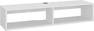 Tuhome Rockwood Floating TV Stand Wall-Mounted Entertainment Shelf with Wide Top Surface, Dual Open Storage Compartments, Integrated Cable Management System and Modern Space-Saving Design