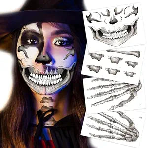 Classic Skull Temporary Face Tattoo for Men and Women