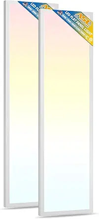 Allsmartlife 1x4FT LED Flat Panel Light Surface Mount, 24W/30W/40W, 4980LM Dimmable 5CCT 3000K-6000K, Edge-Lit Troffer Ceiling Light Fixture for Kitchen, White 2-Pack