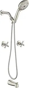 2 Handles Tub Shower Faucet Set with 10 Spray Handheld Shower Brushed Nickel Shower System with Tub Spout Single Handle 4.7 Inch Shower Handheld Shower Fixtures Tub and Shower Trim Kit