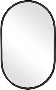 Spinner Moss + Fig Orby Matte Black Mirror | Oval Wall Mirror Finished in Matte Black (20 in. W x 32 in. H x 1 in. D Oval Mirror)