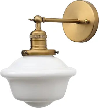 Pathson Modern Wall Sconce, Milk White Bathroom Vanity Light Fixture, Wall Lighting for Bedroom Living Room Hallway Home Decor