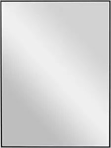 Deco 79 Wood Room Wall Mirror Entryway Mirror with Thin Minimalistic Frame, Wall Mounted Mirror 18" x 1" x 24", Black