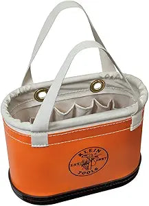 Klein Tools 5144BHHB Hard-Body Bucket, Aerial Oval Tool Bucket, Non-Conductive Plastic Exterior and Molded Polypropylene Bottom, 14 Pockets