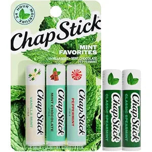 ChapStick Spearmint Lip Balms + Mint Favorites Variety Pack, 0.15 Oz Ea