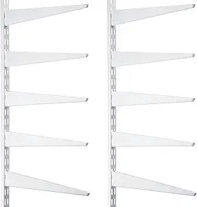 Colingmill 2 Pcs Twin Rail Upright Wall Shelving System 47.5 Inch with 10 Pcs 14.5 Inch Shelf Bracket Heavy Duty Adjustable Storage Rack Metal Support System for Kitchen Closet Home Indoor(White)
