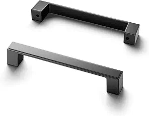 Cobbe 10 Pack Matte Black Square Cabinet Handles 7-9/16 Inch (192mm) Hole Centers Cabinet Pulls Kitchen Cabinet Handles Drawer Pulls Kitchen Cabinet Hardware