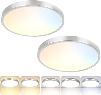 2-Pack 36W Dimmable LED Ceiling Light Fixture, 13 inch 3600lm Super Bright Modern Flush Mount Light Fixtures, 2700K/3000K/4000K/5000K/6500K Adjustable Brushed Nickel Ceiling Lamp for Bathroom Bedroom