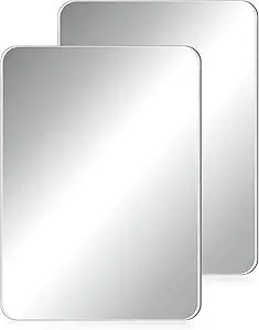 Blulu 2 Pcs Magnetic Locker Mirror Small Real Glass School Rectangular Locker Magnetic Makeup Mirror for Bathroom Household Refrigerator Cabinet(12 x 16 Inches)