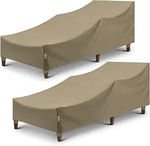 SunPatio Waterproof Outdoor Chaise Lounge Covers, 2 Pack Chaise Protector, Heavy Duty Beach Chair Cover with Seam Taped & Helpful Air Vents, All Weather Protection, 76"L x 30"W x 26"H, Taupe