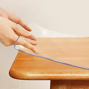 Custom Square 44 Inch Clear Table Cover Protector Thick Table Pad for Dining Room Table Cloths Cover Protector Plastic Table Cloth for Kitchen Wooden Furniture Surface Mat Vinyl Desktop Topper