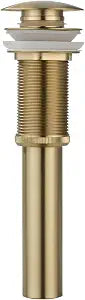 Lefton Pop-up Bathroom Sink Drain Stopper Without Overflow for Vessel Sink Lavotory Vanity, D01 (Brushed Gold)