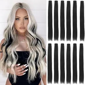 Black colored hair clip in extensions for Kids Girls and Women Gift