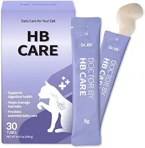 Doctor By HB Care Hairball Treatment for Cats - Hairball Relief & Digestive Support Supplement with Psyllium Husk & Fiber - Lickable Formula, Individually Packed, Chicken Flavor (30 Count)