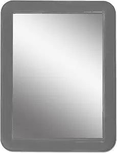 Magnetic Locker Mirror 5x7 Real Glass Makeup Mirror, Gray Frame