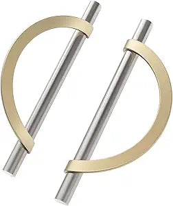 9BUILD 10 Pack Brushed Gold Cabinet Handles & Pulls - 5 Inch Satin Nickel Kitchen Cabinet Hardware