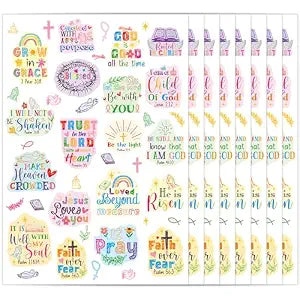 Over 150 Christian Faith Temporary Tattoos, 8 Sheets