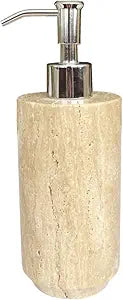 Natural Beige Travertine Refillable Bathroom Liquid Dispenser, Lotions Soap Container (Beige Travertine) (Beige Travertine)