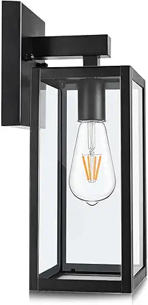MAXvolador Outdoor Wall Lantern, Exterior Waterproof Wall Sconce Light Fixture, Black Anti-Rust Mount Light with Clear Glass, E26 Base Wall Lamp