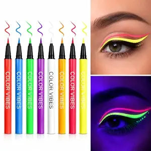 8 Colors UV Reactive Neon Matte Liquid Eyeliner Set ��� Waterproof Smudge-proof Long-lasting Highly Pigmented Graphic Liners for Rave, Party, Festival & Blacklight Glow Makeup, Ideal Gi
