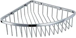 Corner Shower Caddy,Chrome Corner Shower Basket,Wall Mounted Bathroom Soap Holder & Shampoo Shelf,Solid Brass Wire Basket Soap Dish for Inside Shower,Polished Chrome