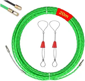 Electrical Fish Tape 65.6FT | 3.0 mm Wire Fish Tape Wire Puller | Wire Snake for Running Wire Through Wall | Retractable Cable Pulling Tools with 2 Guide Springs | Wire Feeder