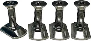 Foilite - M6 Titanium Hydrofoil Hardware Set - 4 Track Nuts and 4 M6 x 25mm Screws