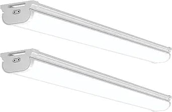 Barrina LED Shop Lights for Workshop 4FT, 6500K Super Bright, Hidden Wiring, 45W 5000LM, Linkable 4FT Light Fixture Cord with ON/Off, Frosted Cover, LED Ceiling Light for Garage, Kitchen, 2 Packs