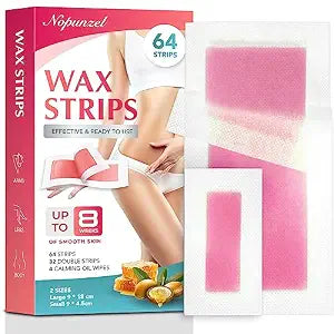 Wax Strips for Hair Removal: Hair Removal Waxing Strips - Brazilian Waxing Kit for Women - Hair Removal Wax Kit - Fast Body Wax Strips for Legs Arms Chest Back Underarms Bikini Area - 64 PCS, 2 sizes
