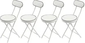 4 Pcs Folding Bar Stool with Backrest, Tall Foldable Stool Chair, Portable High Folding Bar Chair, Seat Leather Padded for Kitchen, Workshop, Cafe, Dining Room