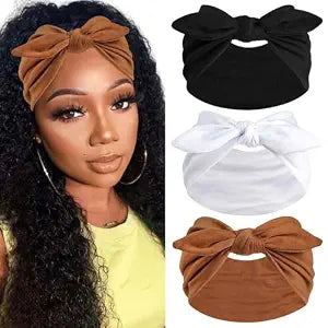 Bow Headbands for Women Wide Headbands Elastic Headwraps Knotted Hairband Rabbit Ears Turban Headband Non Slip Boho Bandana Headband Cute Head Wraps Workout Yoga