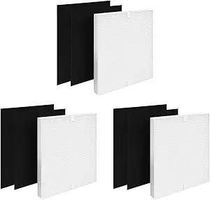 Nispira AP-1512HH Replacement Filter Compatible with Coway Airmega 200M Air Purifier AP-1518R Mighty Air (3) True HEPA (6) Activated Carbon Pre Filters