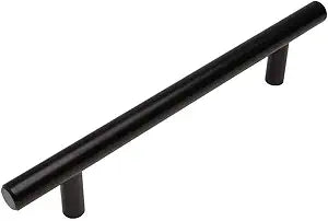 Cosmas 10 Pack 305-160FB Flat Black Cabinet Hardware Euro Style Bar Handle Pull - 6-5/16" Inch (160mm) Hole Centers, 8-11/16" Overall Length