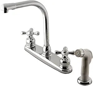 Kingston Brass KB711AX Victorian High Arch Kitchen Faucet with Sprayer, 7-Inch, Polished Chrome