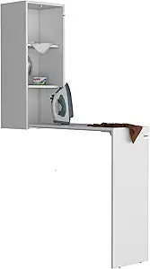 Tuhome Iron 42" Wide Foldable Table Cabinet with Pull-Down Table, Space-Saving Foldable Desk and Dining Table Alternative, Multi-Use Ironing Cabinet and Wall-Mounted Convertible Workstation.