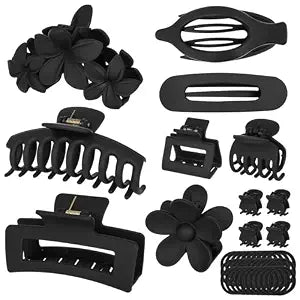 12PCS Hair Clips for Women, Jaw Claw Clips Set for Thin Thick Hair, Black