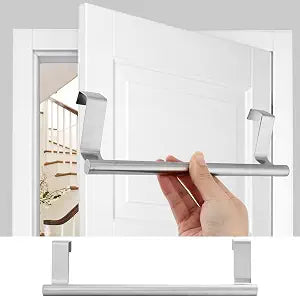 2Pcs Over Door Towel Rail, Heavy Duty Stainless Steel Hanging Tea Towel Holder with Non-Scratch Pad for Cupboard Cabinet Kitchen Bathroom, No Drilling, 23.5cm