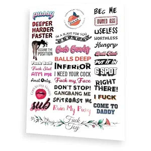 31 x Hardcore Words and Phrases Temporary Tattoo Kinky Sticker
