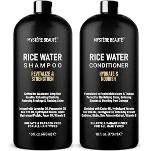 Rice Water Shampoo and Conditioner Set, Sulfate Free - 16 fl oz Each