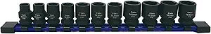 Astro Tools 78311 11-Piece 3/8" Drive 1/2 Size Socket Set - 9.5-19.5mm for Undersized, Swollen or Damaged Hardware