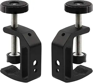 Universal C-Clamp Aluminum Support Clamp Desktop Mount Holder Stand with 1/4" and 3/8" Thread Black(2 Pcs)