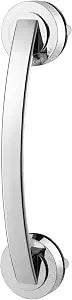 Cabilock Silver Suction Grab Bar for Shower & Bathtub 12 Inch Chrome Finish Safety Handle, Drill-Free Balance Assist for Seniors, Elderly & Disabled, Portable Bathroom Support Grip