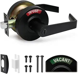 Commercial Privacy Restroom Indicator Door Handle Lock,Grade 2 Bathroom Door Handle Perfect for Public Restrooms Including Offices,Cafes&Restaurants,Hospitals,Gas Station,Hotels,Matte Black