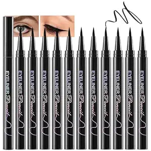 Liquid Eyeliner Set���������12 Pack Matte Black Eye Liner Pen���������Eye Ink Liner with Ultra-Fine Tip Makeup���������Quick-Dry Eyeliner