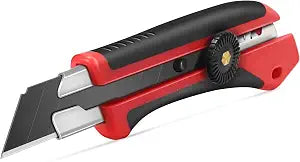 HAUTMEC 25mm Extra Heavy-Duty Utility Knife, Multi-Purpose Snap-off Box Cutter, Ratchet-lock Mechanism, Reinforced Fiberglass Handle HT0250-KN
